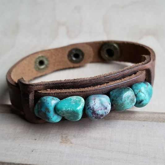 Narrow Cuff W/African Turquoise Chunks