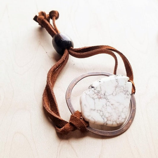 White Turquoise Bracelet W/Adjustable Ties
