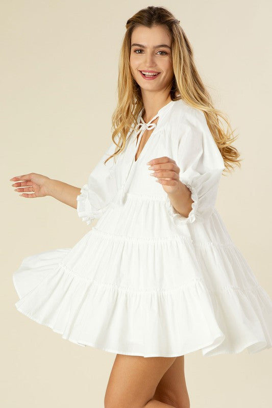 Tiered Mini Dress W/Tassel