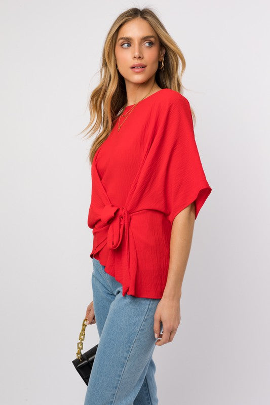 Side Tie Top 3/4 Sleeve