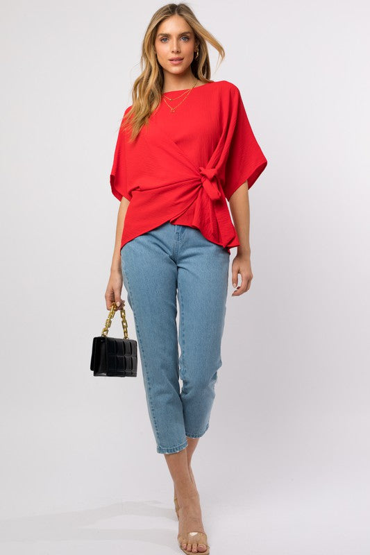 Side Tie Top 3/4 Sleeve