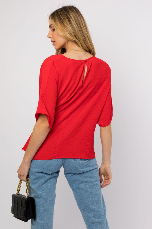 Side Tie Top 3/4 Sleeve