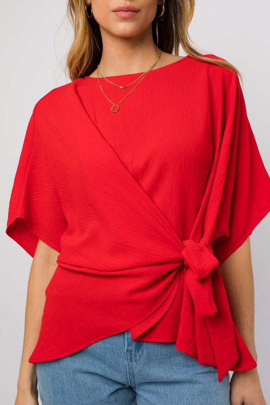 Side Tie Top 3/4 Sleeve