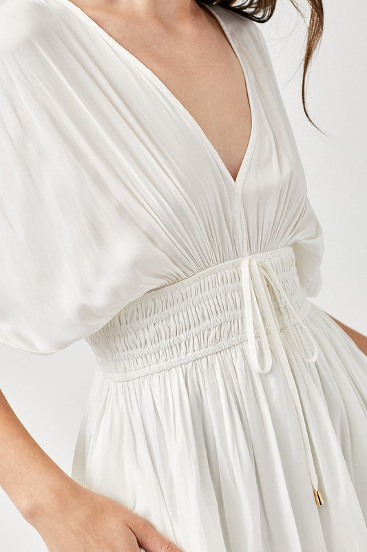Smocked Waist W/Tassel Strap Dress