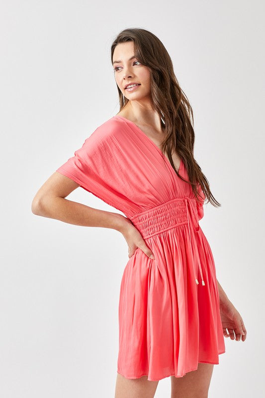 Smocked Waist W/Tassel Strap Dress