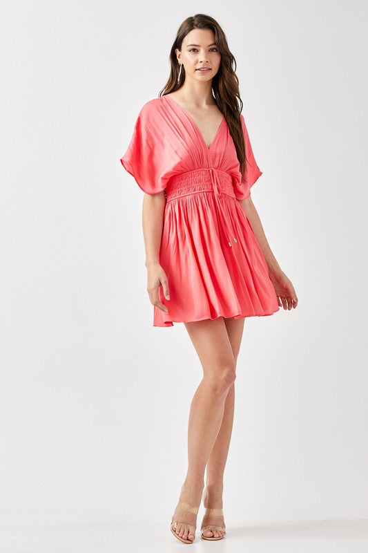 Smocked Waist W/Tassel Strap Dress