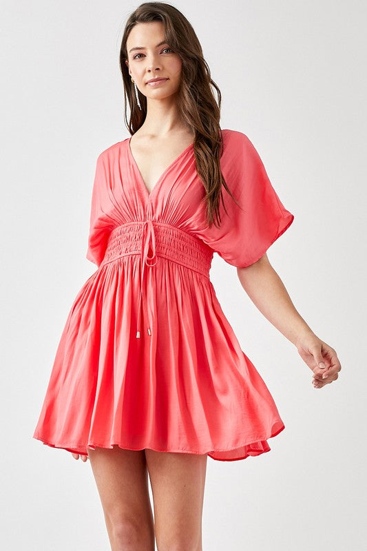 Smocked Waist W/Tassel Strap Dress