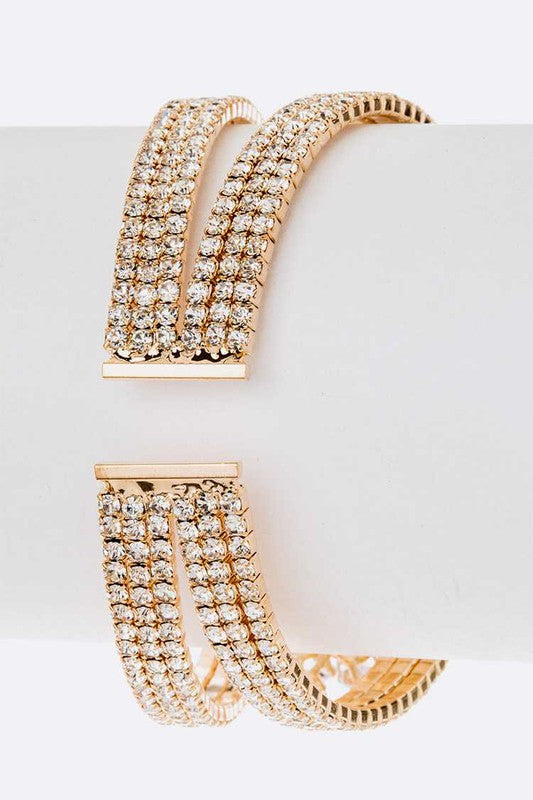 CZ Flower Rhinestone Bridal Cuff