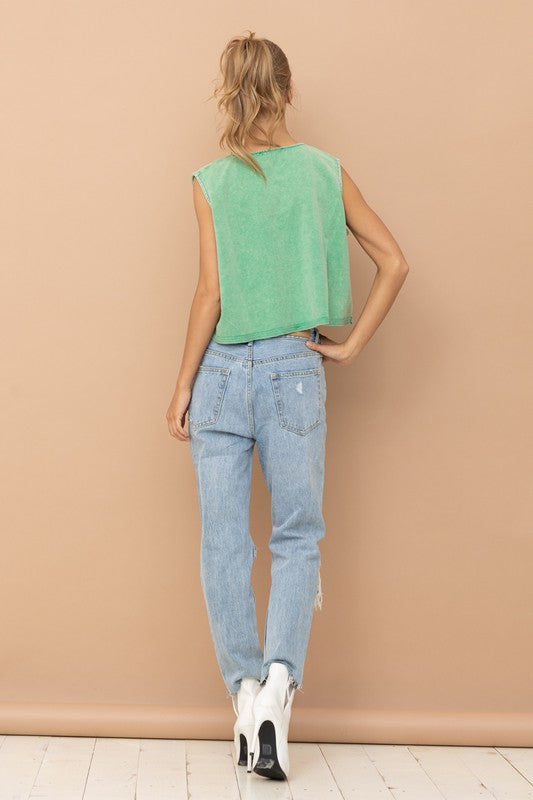 Mineral Washed Rhinestone Tank