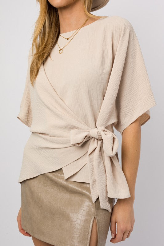 Side Tie Top 3/4 Sleeve
