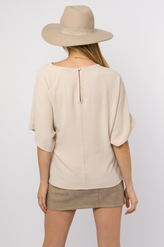 Side Tie Top 3/4 Sleeve