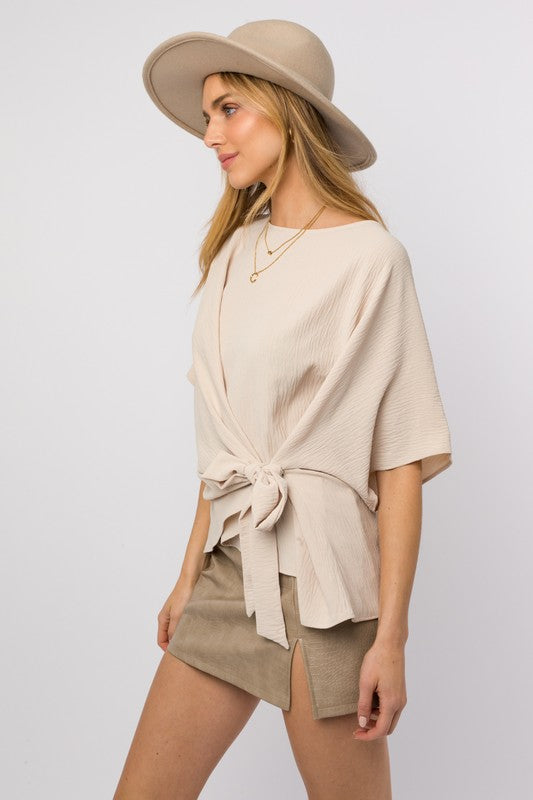 Side Tie Top 3/4 Sleeve