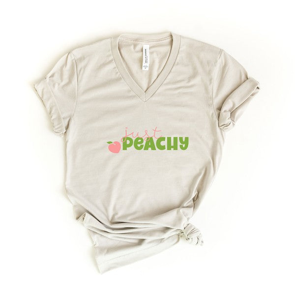 Just Peachy Green Graphic V-Neck Tee