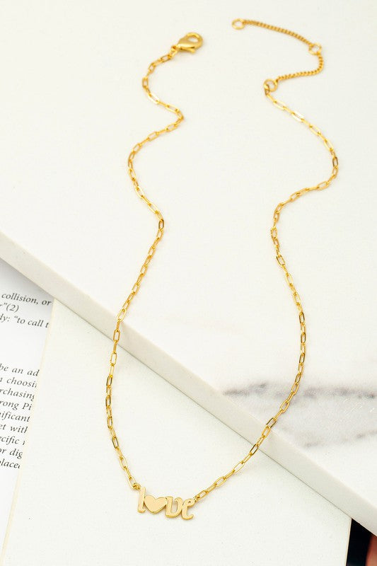 Real Gold Dipped Love Pendant Necklace