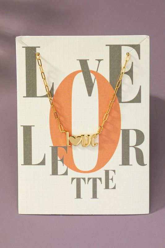 Real Gold Dipped Love Pendant Necklace