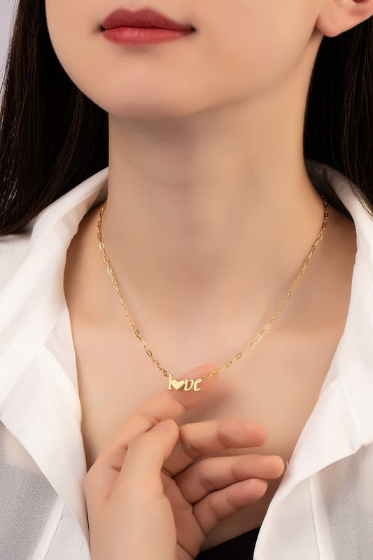 Real Gold Dipped Love Pendant Necklace