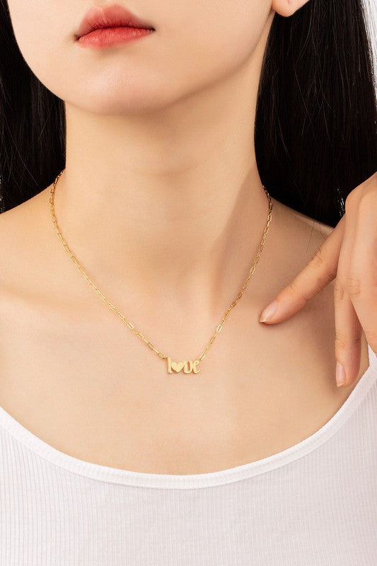 Real Gold Dipped Love Pendant Necklace