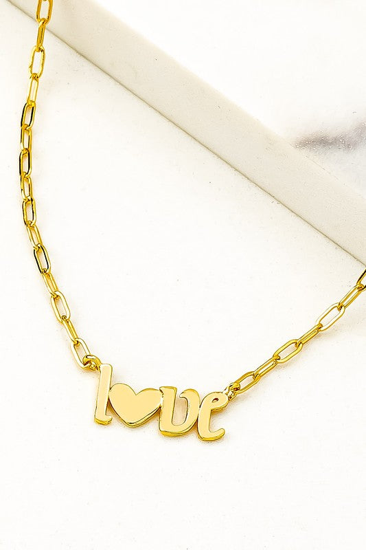 Real Gold Dipped Love Pendant Necklace