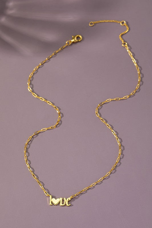 Real Gold Dipped Love Pendant Necklace