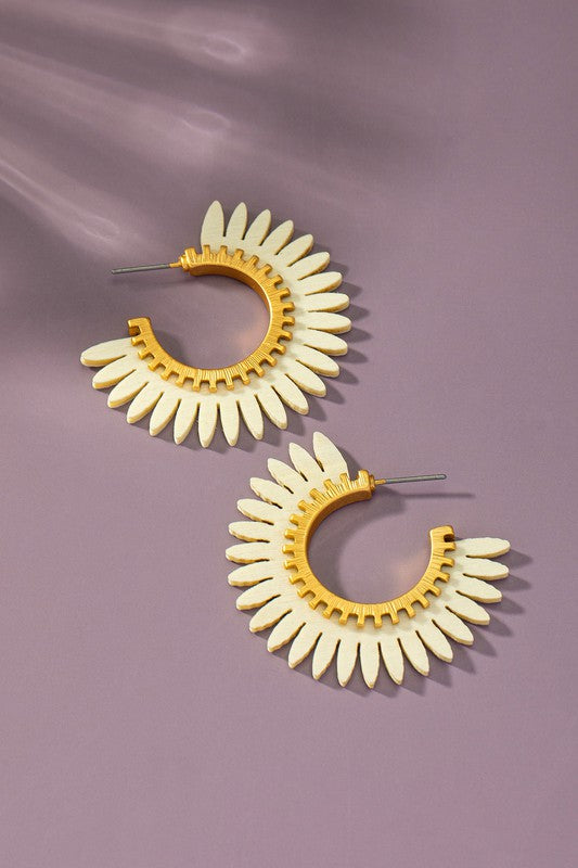 Color Coated Wood Solar Ray Hoop Earrings