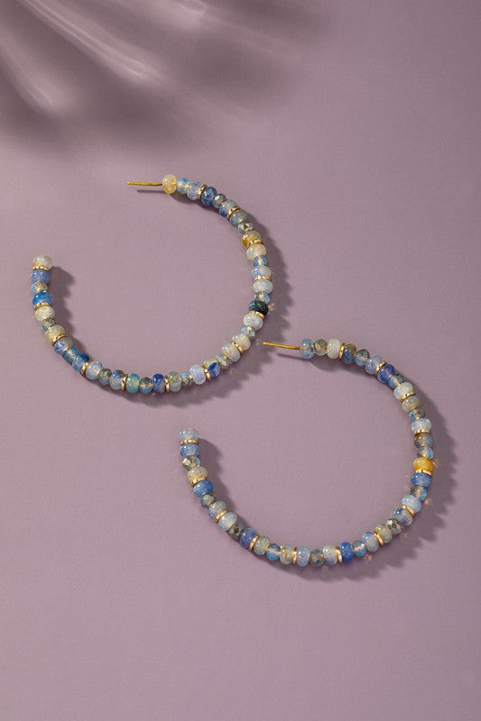 Semi Precious Stone Hoop Earrings