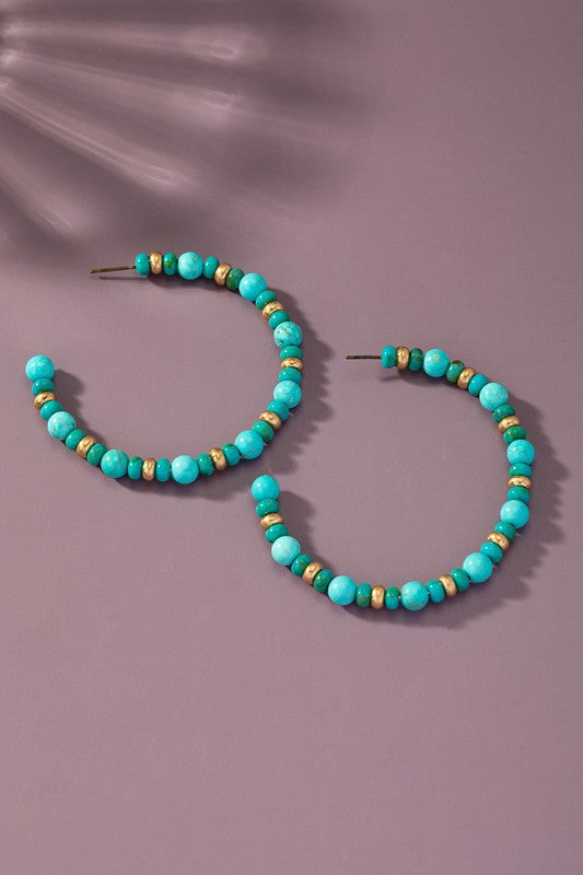 Semi Precious Stone Hoop Earrings