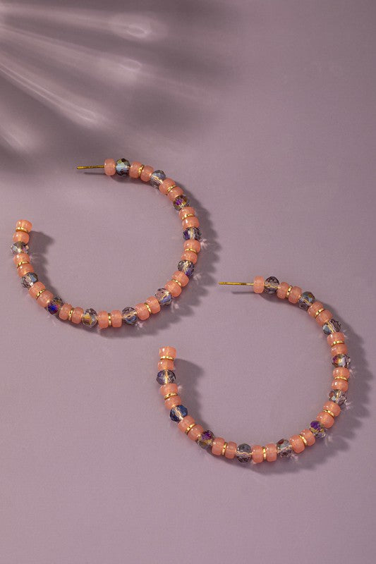 Semi Precious Stone Hoop Earrings
