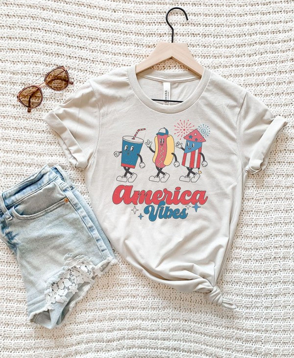 American Vibes Hot Dog Summer Graphic Tee Shirt