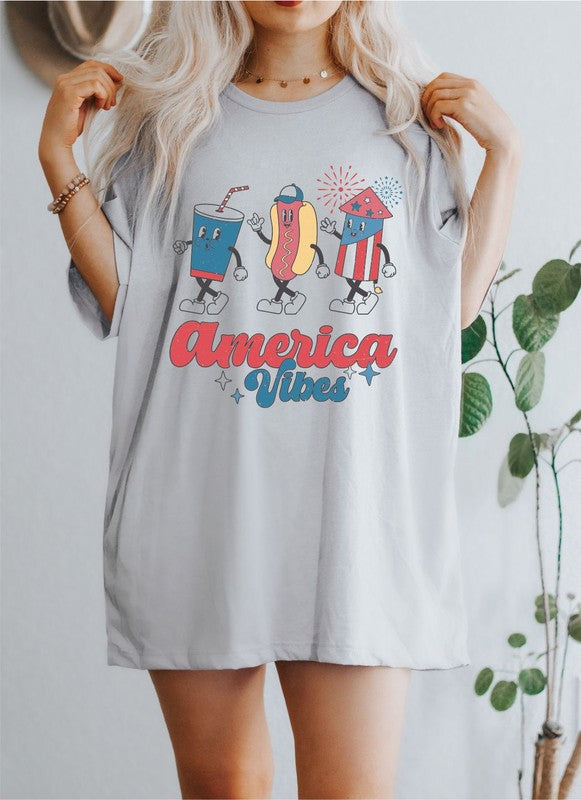 American Vibes Hot Dog Summer Graphic Tee Shirt