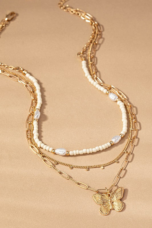 Seed Bead and Chain necklace - 3 Row