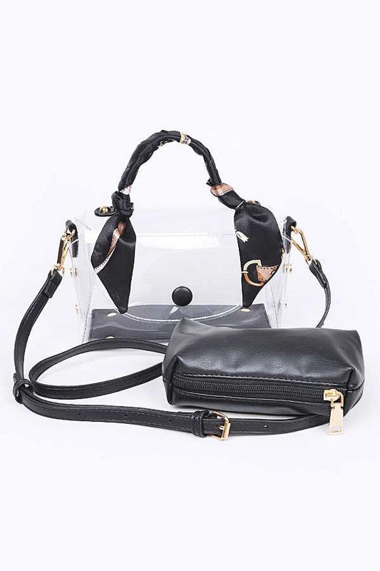 Transparent Scarf Wrap Handle Stadium Bag
