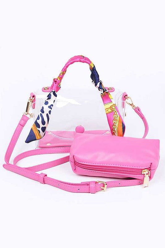 Transparent Scarf Wrap Handle Stadium Bag