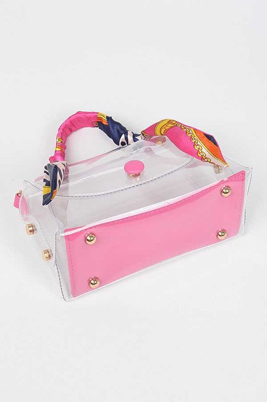 Transparent Scarf Wrap Handle Stadium Bag
