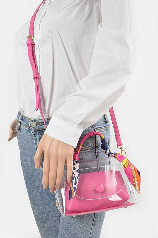 Transparent Scarf Wrap Handle Stadium Bag