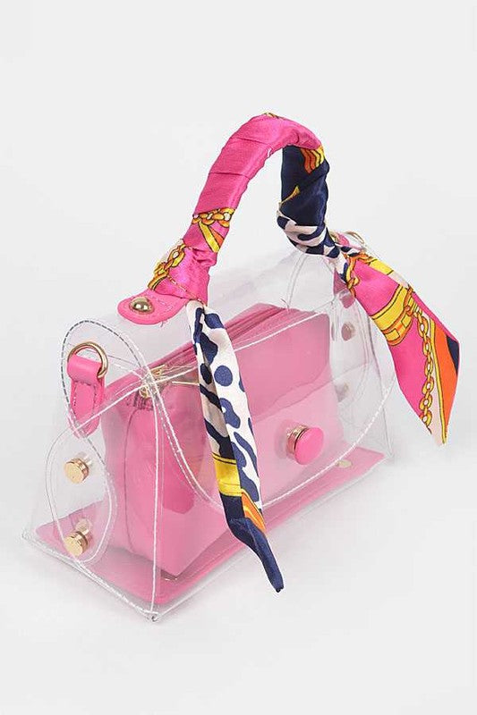 Transparent Scarf Wrap Handle Stadium Bag