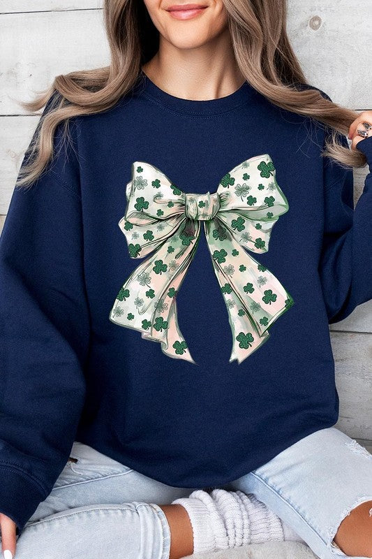 St Patrick's Day Coquette Bow Graphic Sweatshirt
