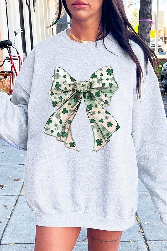 St Patrick's Day Coquette Bow Graphic Sweatshirt
