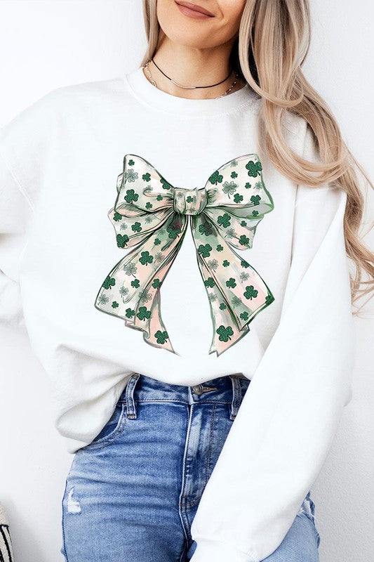 St Patrick's Day Coquette Bow Graphic Sweatshirt
