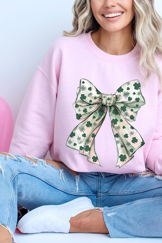 St Patrick's Day Coquette Bow Graphic Sweatshirt