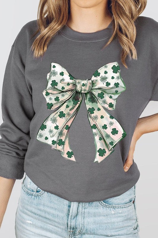 St Patrick's Day Coquette Bow Graphic Sweatshirt