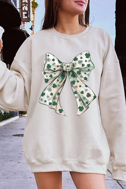 St Patrick's Day Coquette Bow Graphic Sweatshirt