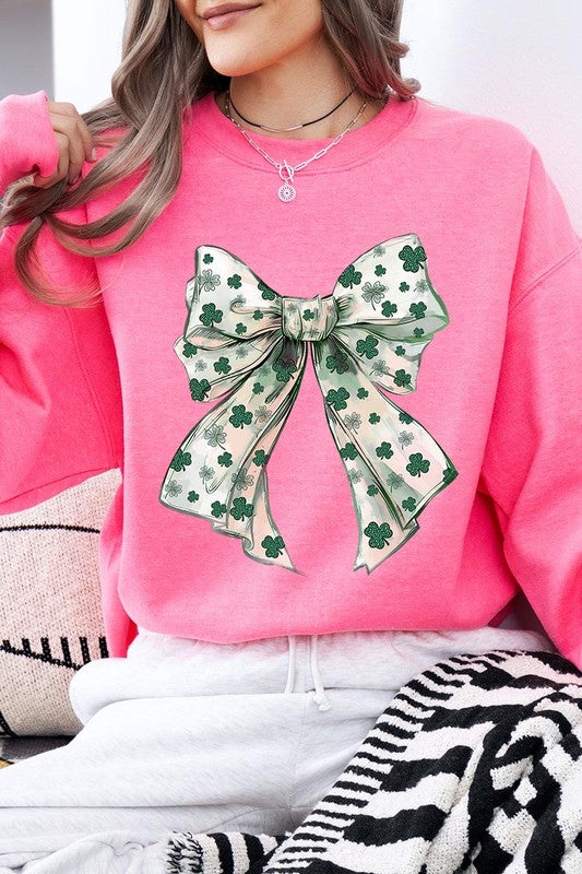 St Patrick's Day Coquette Bow Graphic Sweatshirt