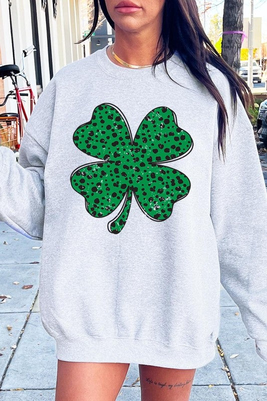 Dalmatian Four Leaf Clover Graphic Sweatshirt