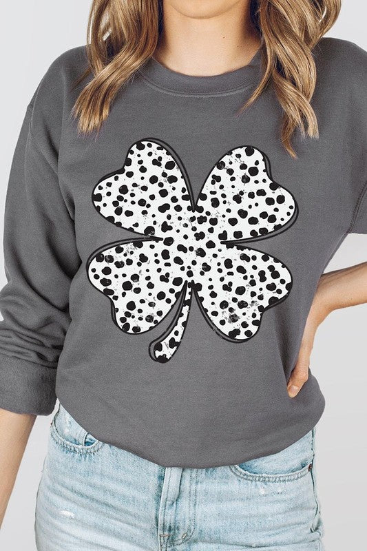 Dalmatian Four Leaf Clover Graphic Sweatshirt
