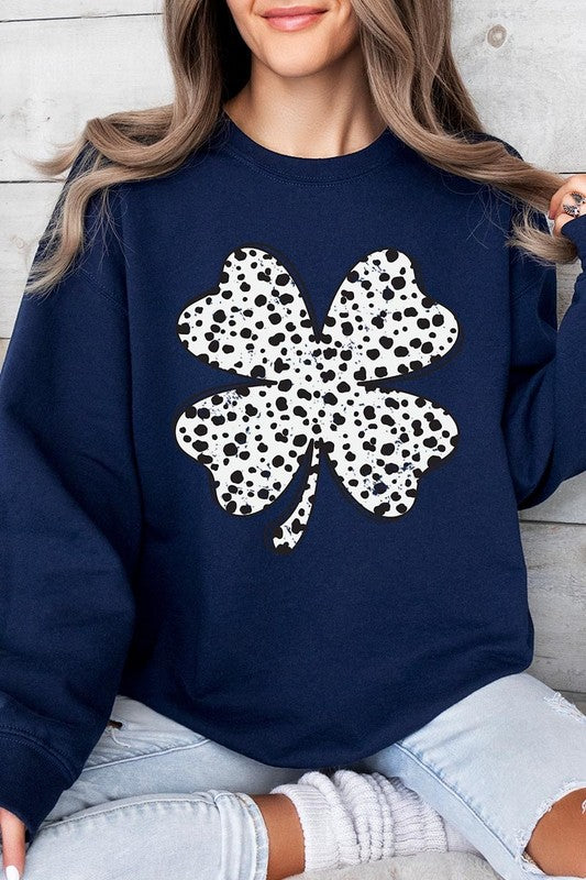 Dalmatian Four Leaf Clover Graphic Sweatshirt