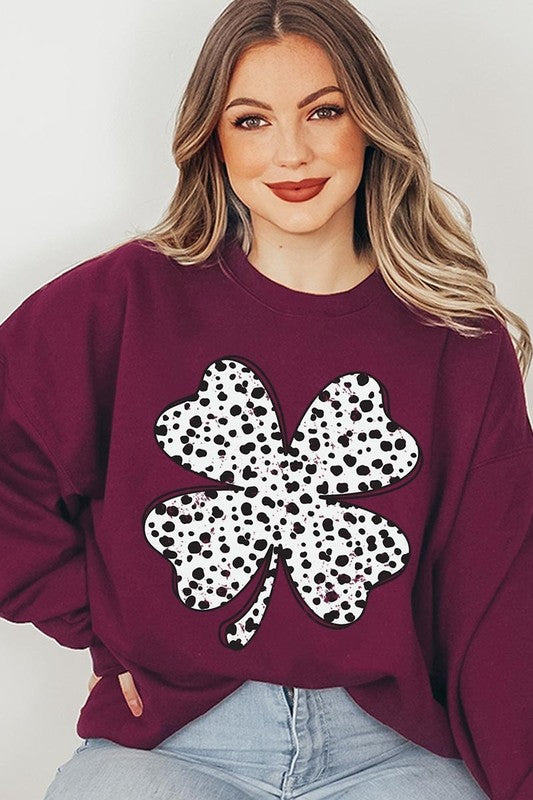 Dalmatian Four Leaf Clover Graphic Sweatshirt