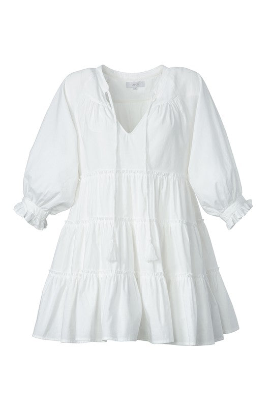 Tiered Mini Dress W/Tassel