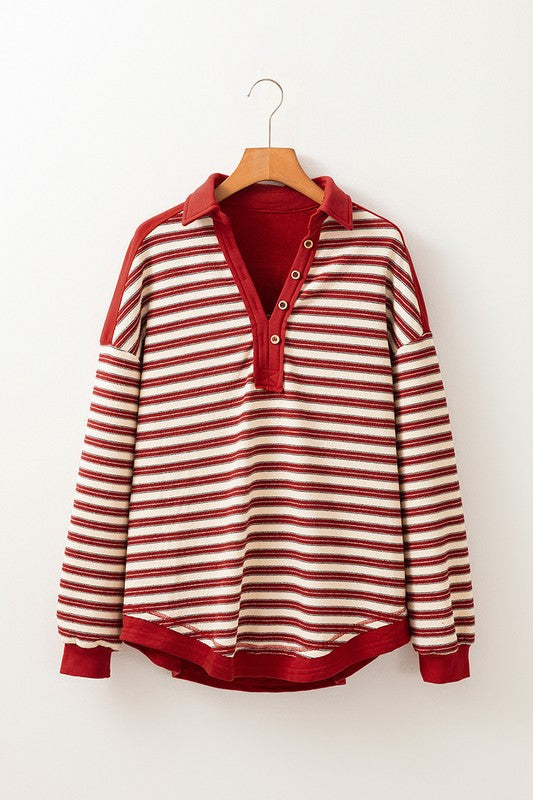Women V Neck Collared Drop Shoulder Sweatshirts