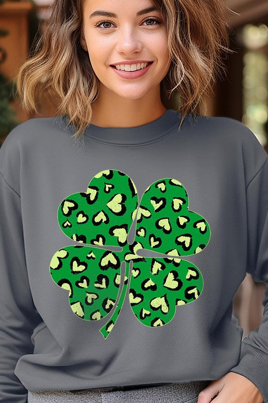Four Leaf Clover Graphic Fleece Sweatshirts
