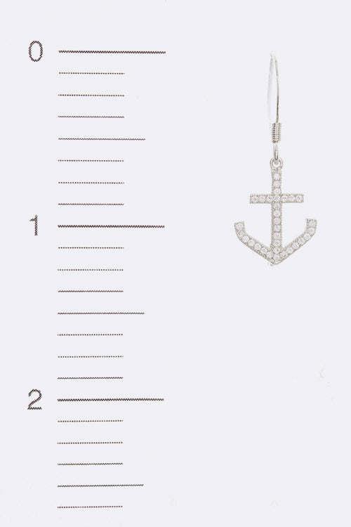 Cubic Zirconia Anchor Drop Earrings